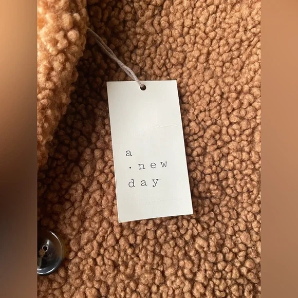 A New Day Teddy Bear Fuzzy Brown Jacket XL NEW Sherpa Parka Christmas Holiday - Picture 4 of 12